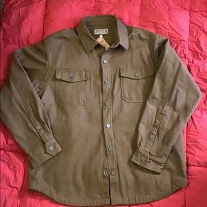 Duluth trading fleece lined jacket. Snap closure.